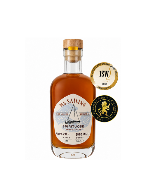 MS Sailing Vanilla Spiced Rum Flasche mit ISW Goldmedaille